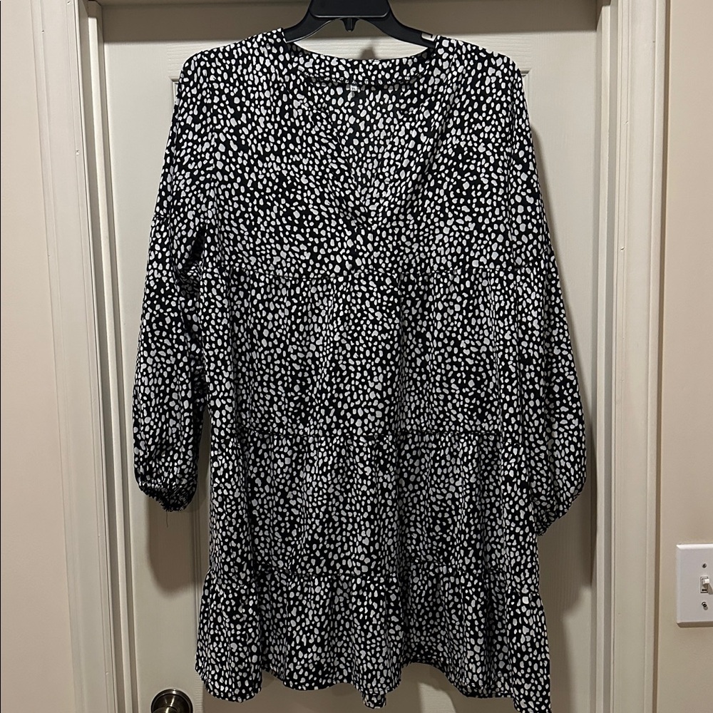 Elegant Black and White Polka Dot Dress